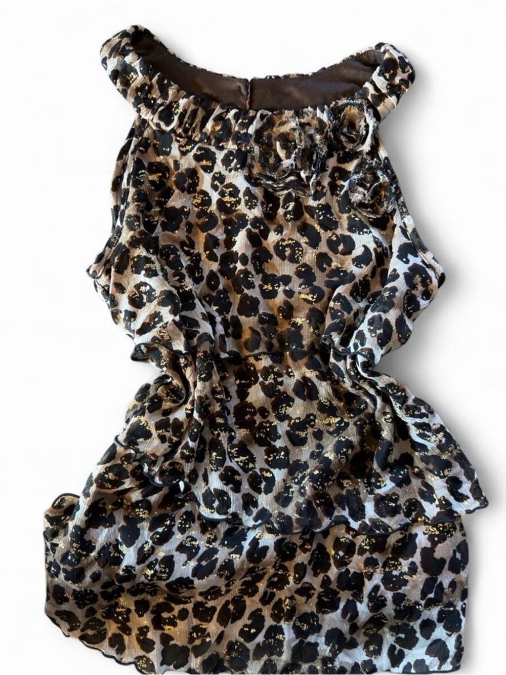 Iz Byer Leopard Print shirt with Gold Speckle